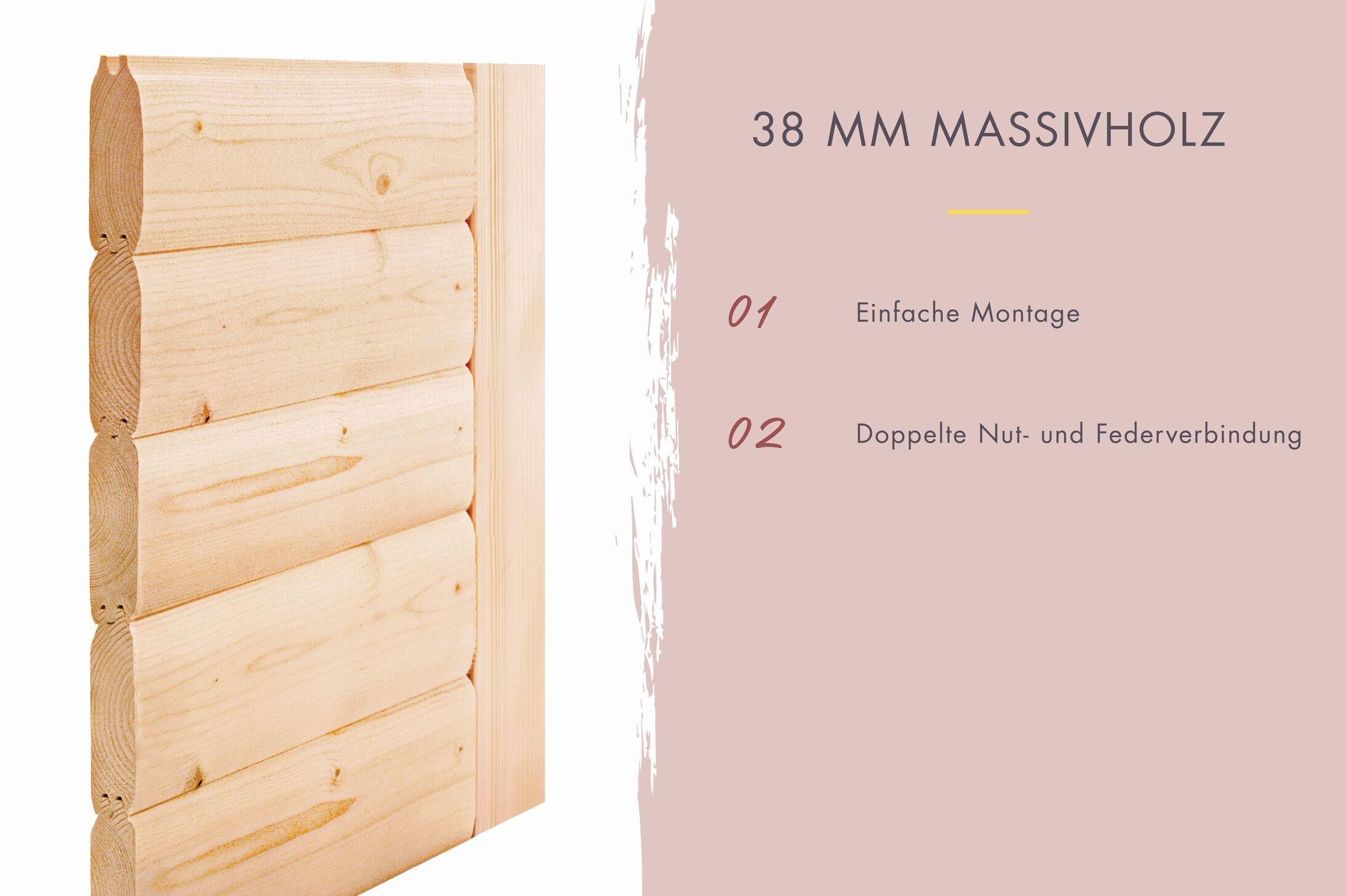 Innensauna Korven mit 9 kW Ofen FIN 9 und Huum Wifi Steuerung natur