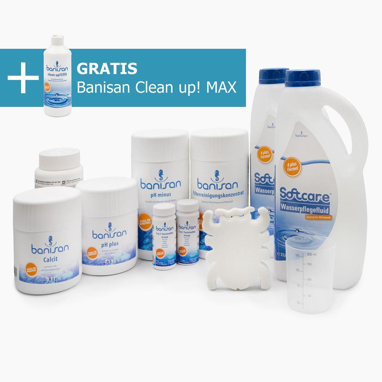 Softub Whirlpool Wasserpflege Starter-Set SOFTCARE by Banisan - 10-teilig mit clean up! MAX