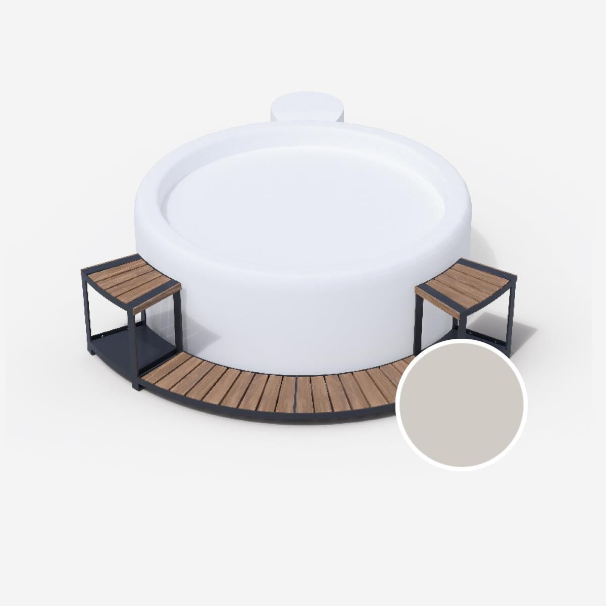 Whirlpool-Einstieg mit Ablage für Softub LEGEND - Stauseeholz beige