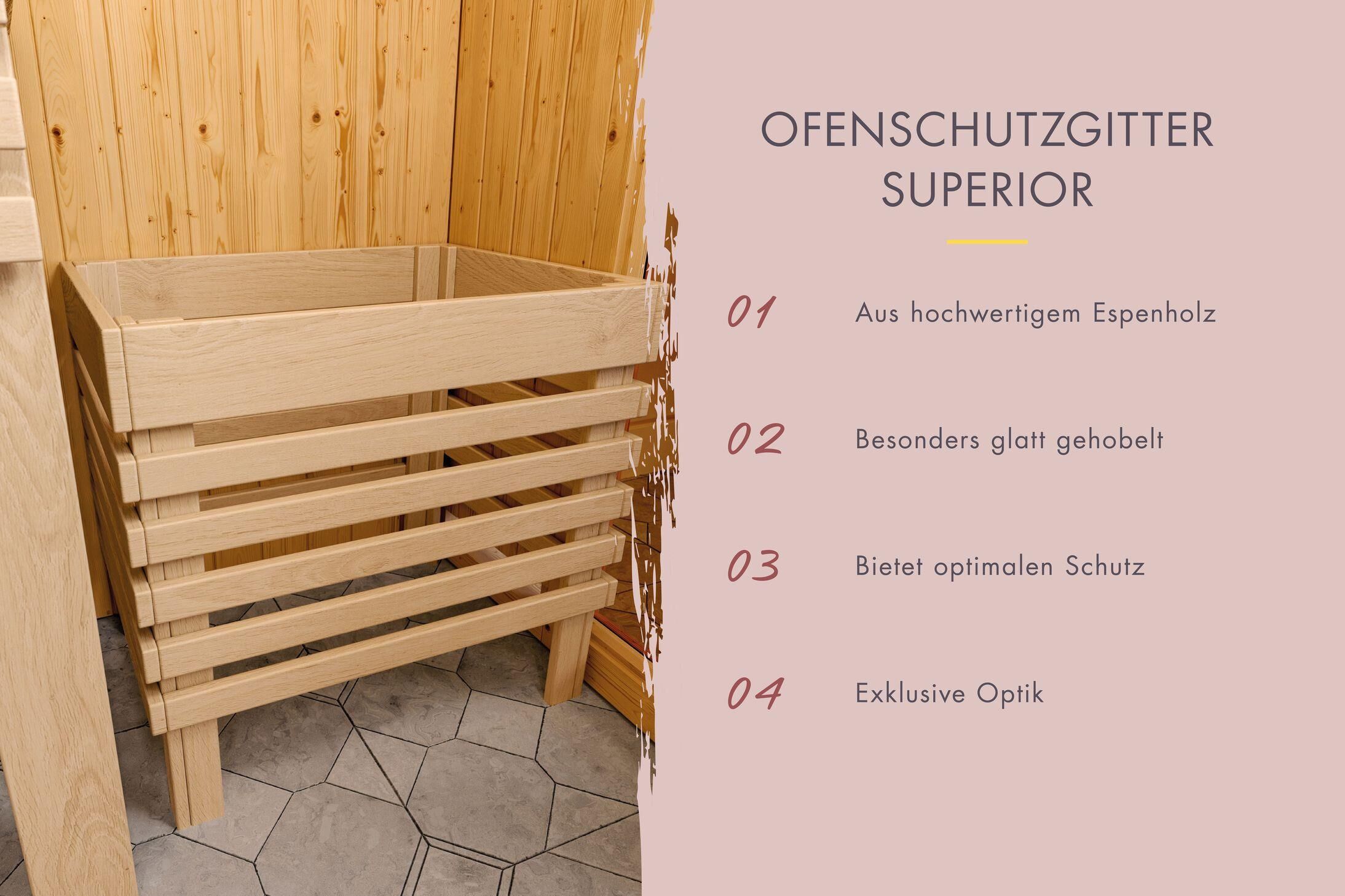 Innensauna Sande mit 9 kW Ofen BIO 9 und Huum Wifi Steuerung natur