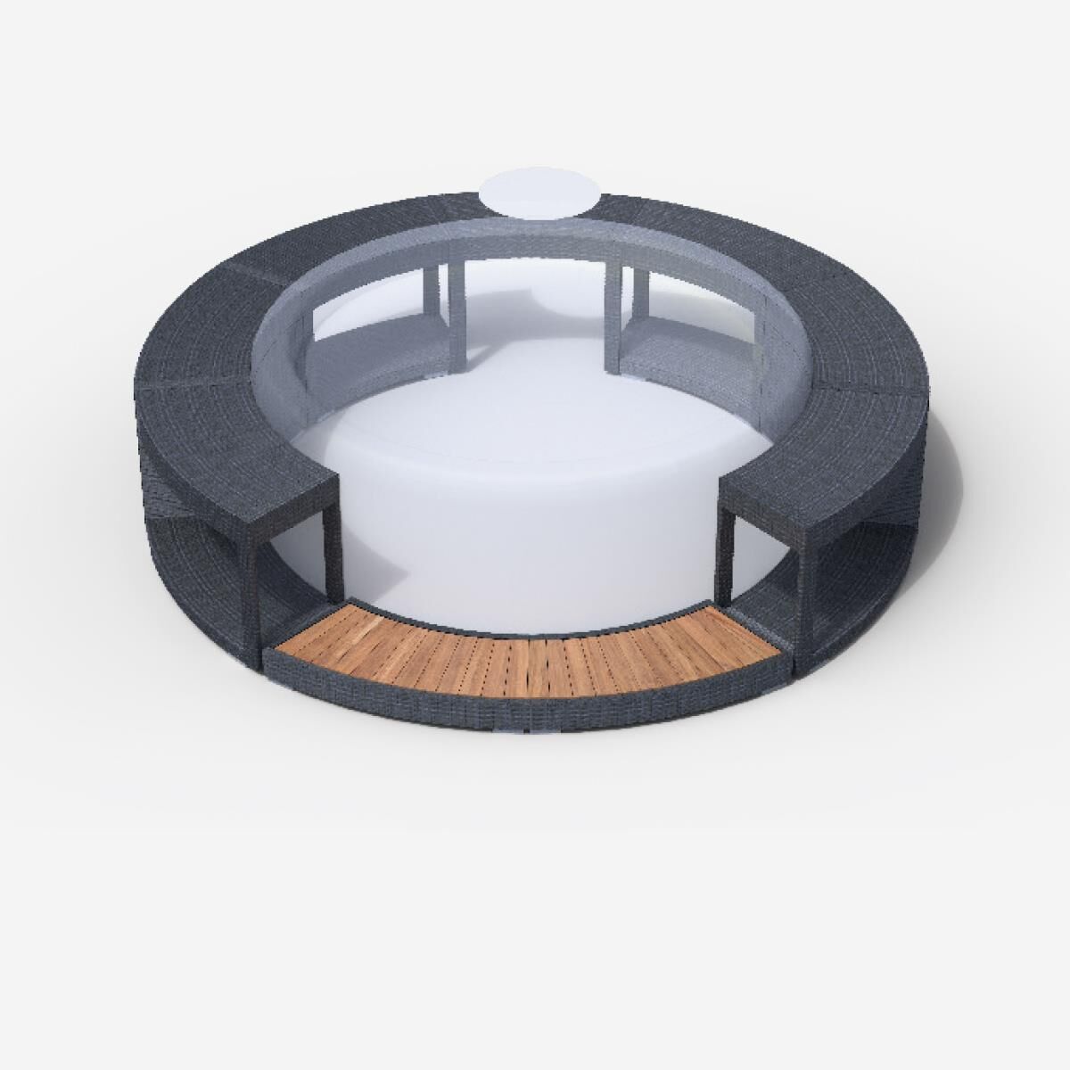 Whirlpool-Vollumrandung für Softub RESORT / POSEIDON - Polyrattan - ø 290 cm - graphite