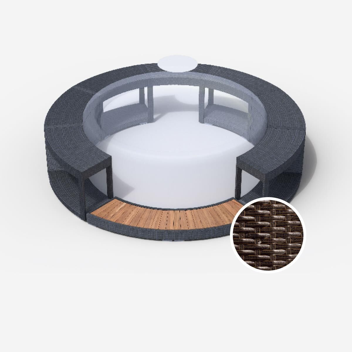 Whirlpool-Vollumrandung für Softub RESORT / POSEIDON - Polyrattan - ø 290 cm - mocca