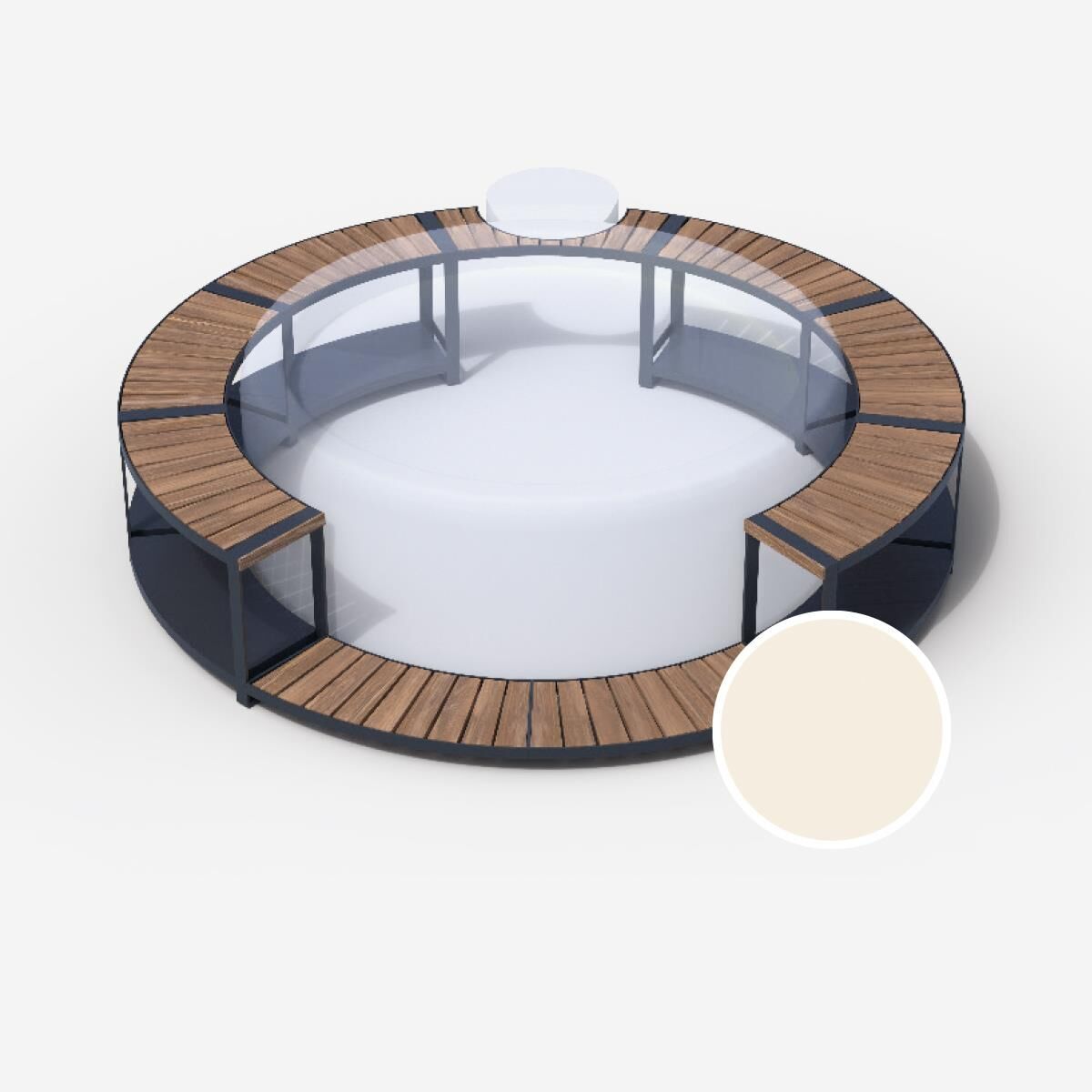 Whirlpool-Vollumrandung für Softub RESORT / POSEIDON - Stauseeholz ø 290 cm - creme
