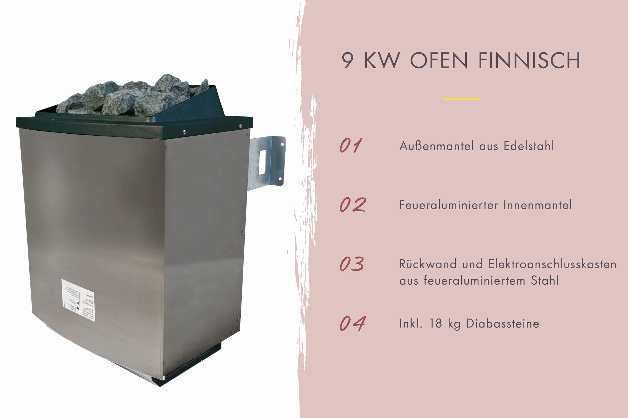 Aussenssauna Paavo mit 9 kW Ofen FIN 9 und Huum Wifi Steuerung natur