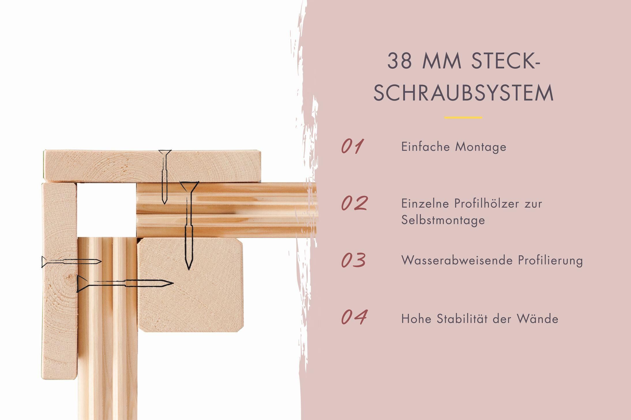 Aussenssauna Paavo mit 9 kW Ofen FIN 9 und Huum Wifi Steuerung natur