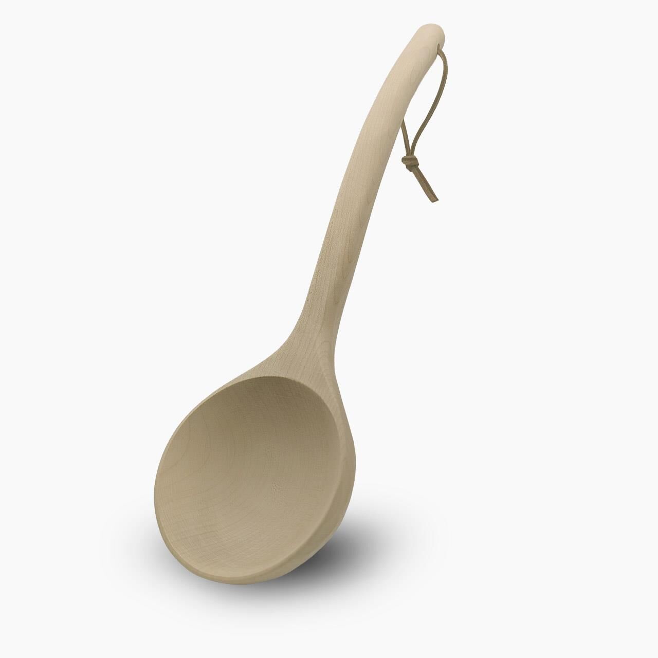 Aufgusskelle aus Pappelholz - ca. 40cm Länge mit Lederriemen Premium