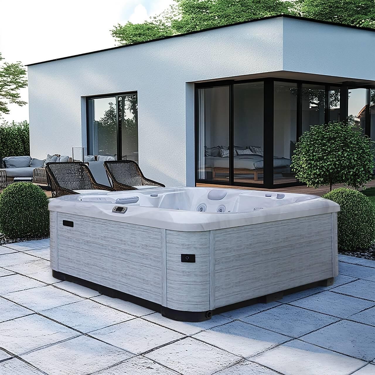 AquaSolus Whirlpool Aspen für 6 Pers. - 1300 l - Sterling Silver Natural Grey AquaSolus Whirlpool Aspen für 6 Pers. - 1300 l - Sterling Silver Natural Grey