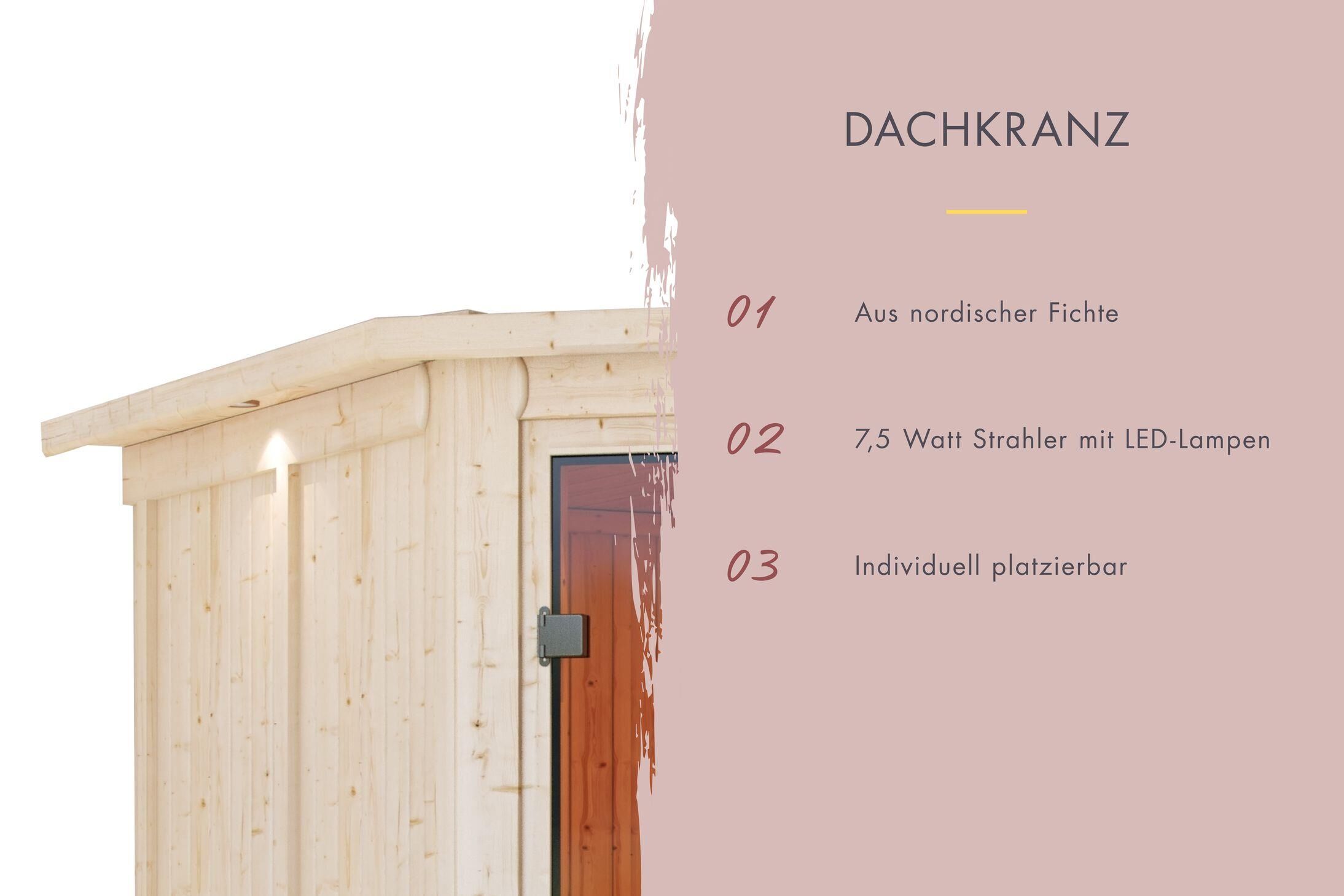 Innensauna Sande mit 9 kW Ofen BIO 9 und Huum Wifi Steuerung natur