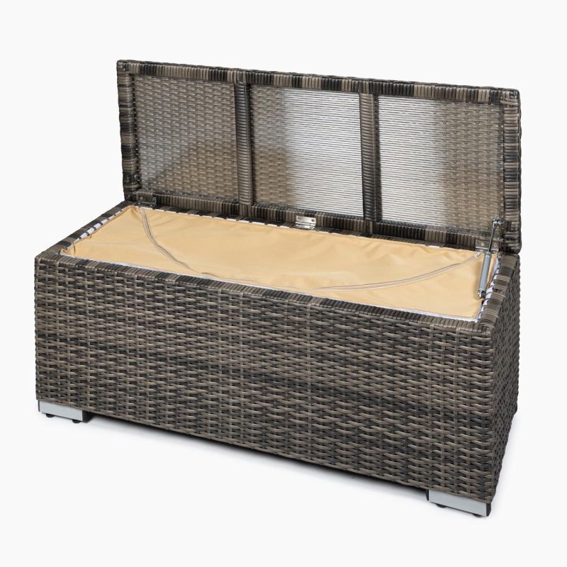 Aufbewahrungsbox Marinoir inkl. Auflage in grau Polyrattan 100 x40